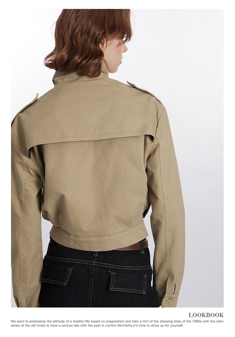 Classic Style Khaki Utility Jacket