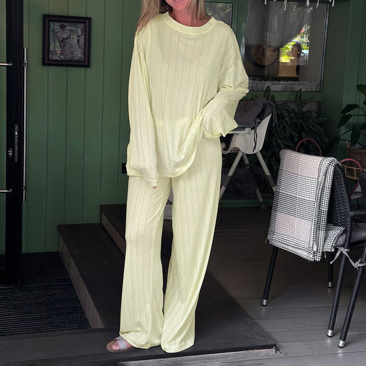 Ensemble deux pièces de détente jaune clair doux