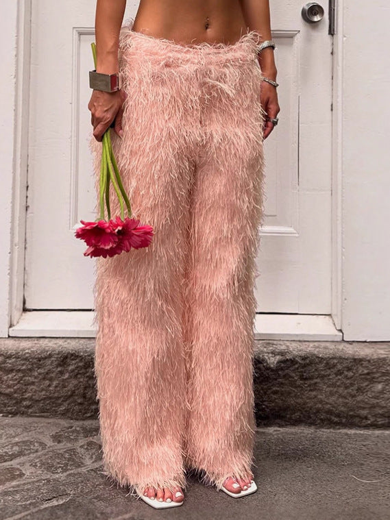 Luxurious Bold Fuzzy Straight Leg Pants