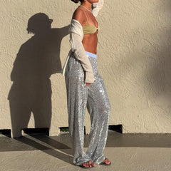 Out Daily Chic Shiny Sequin Pants