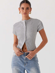 Elegance Short-Sleeved Knit Top