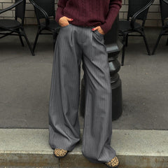Elegant Professional Pinstriped Wide Leg Pants