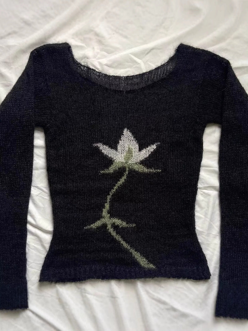 Charming Flower Pattern Sweater