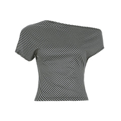 Outing Casual Striped Off Shoulder Top