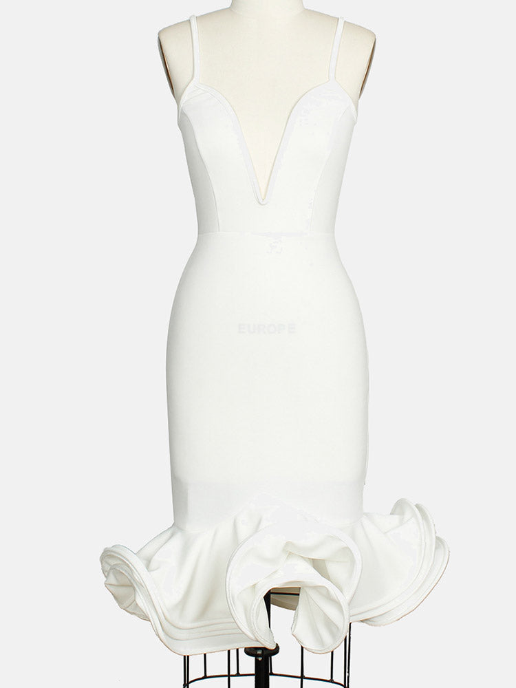 Spaghetti Strap Flare Bandage Dresses