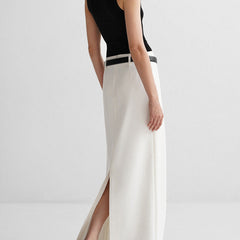 White High-waisted Maxi Skirt