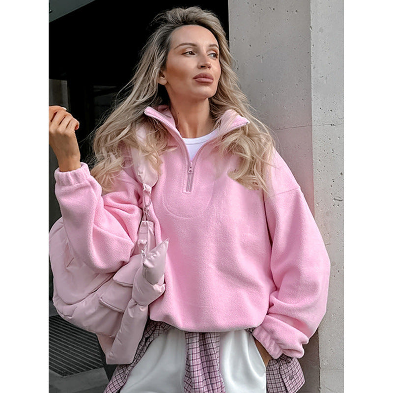 Vibrant Pink Fleece Oversize Sweatshirt