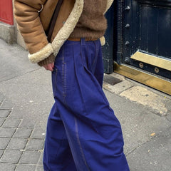 Style Blue High-waisted Wide-leg Pants