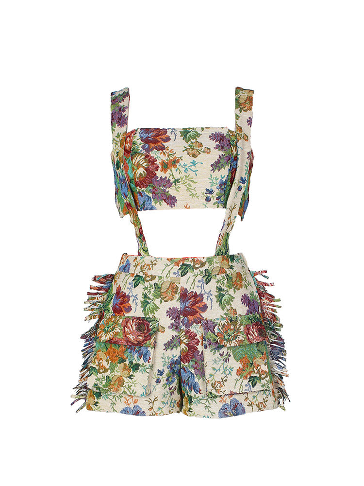 Vintage Tube Top Overall Set