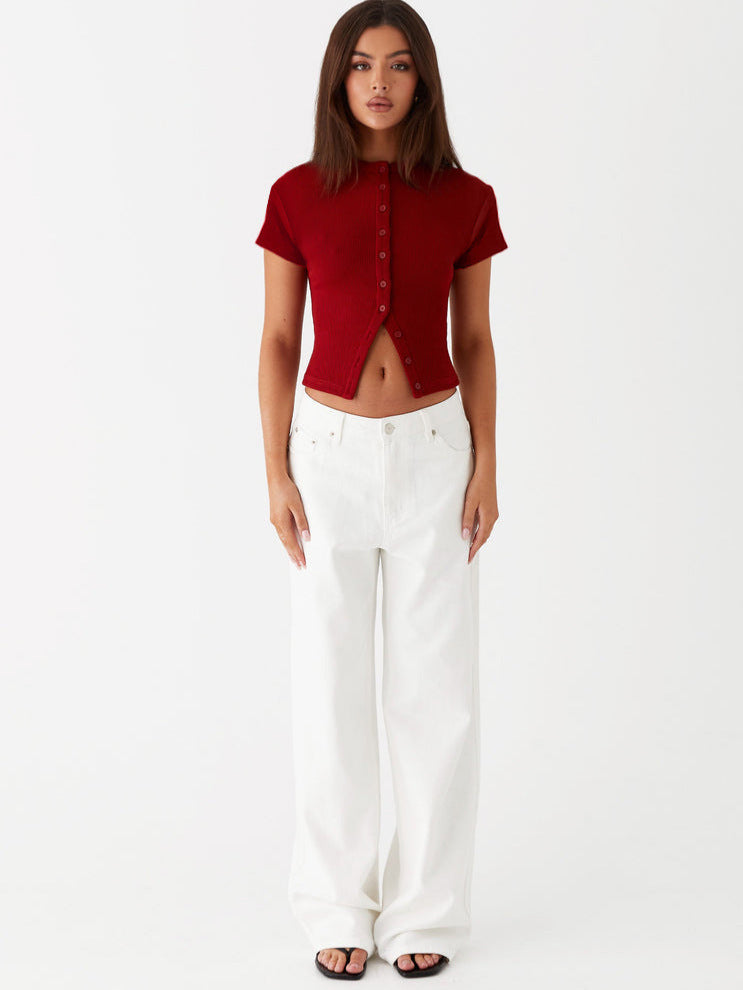 Elegance Short-Sleeved Knit Top