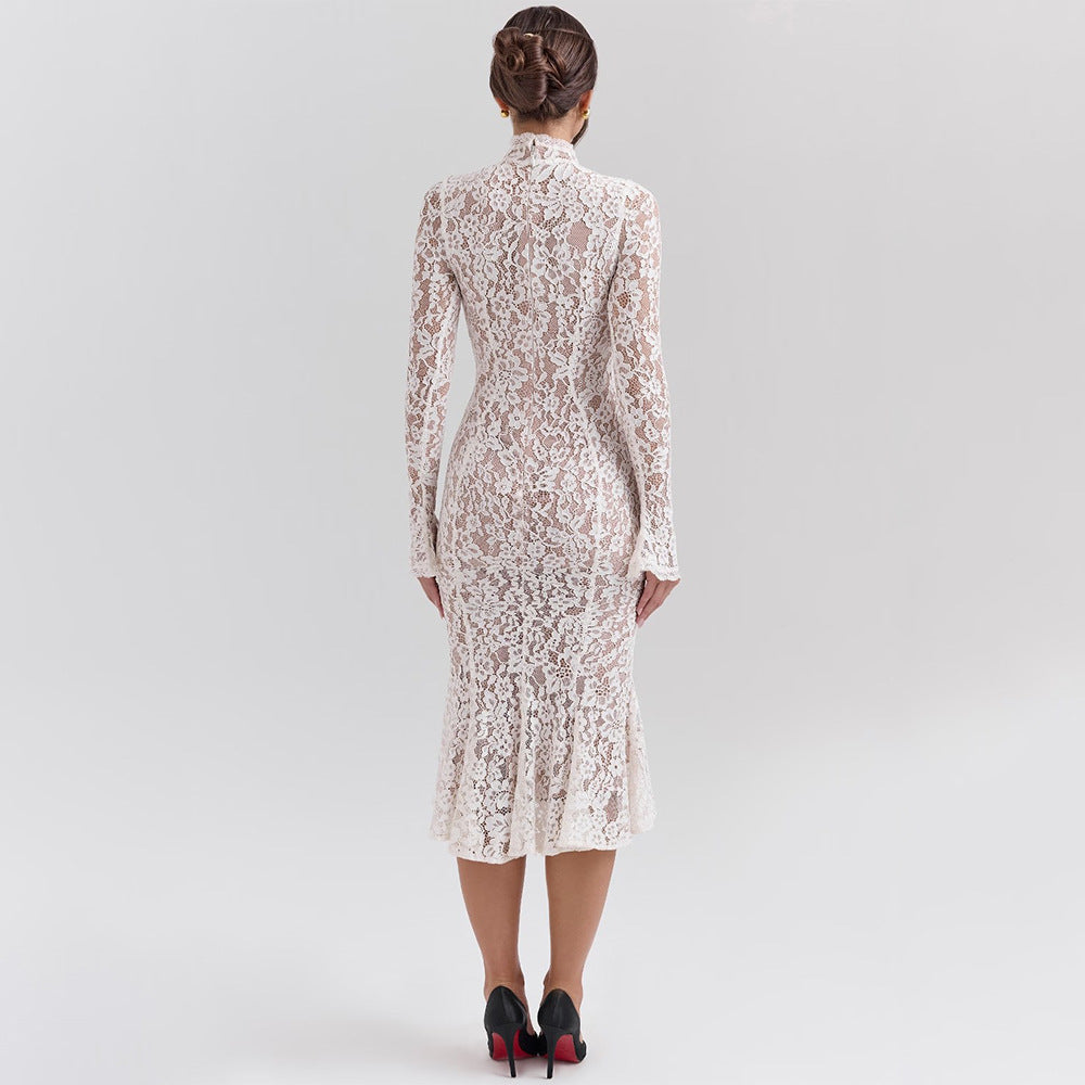 Daily Charming Lace Fitted Midi Dress