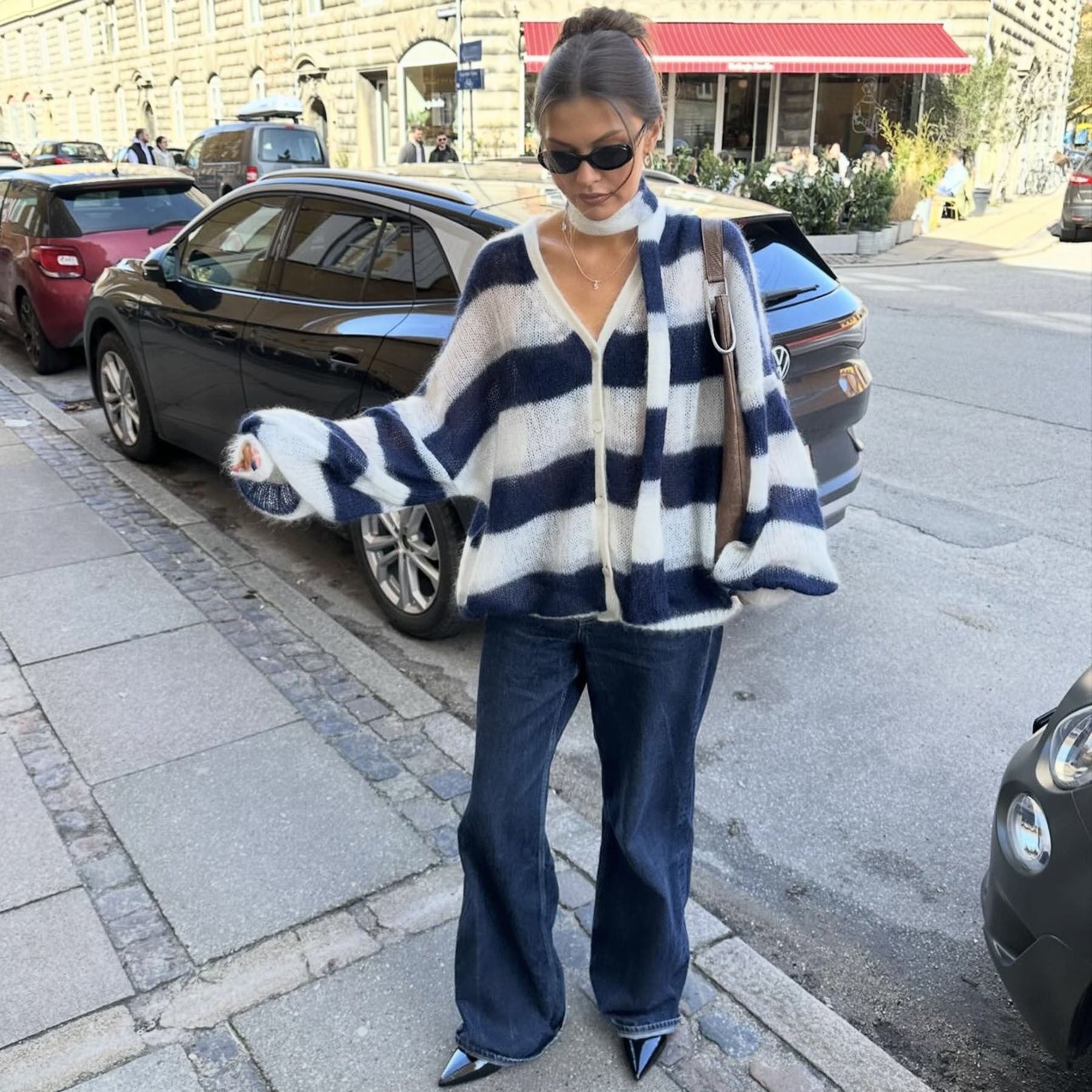 Cardigan rayé classique et décontracté