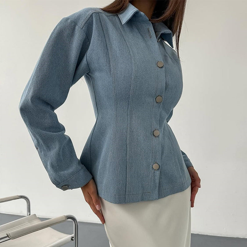 Sophisticated Chic Tailored Fit Denim Jacket