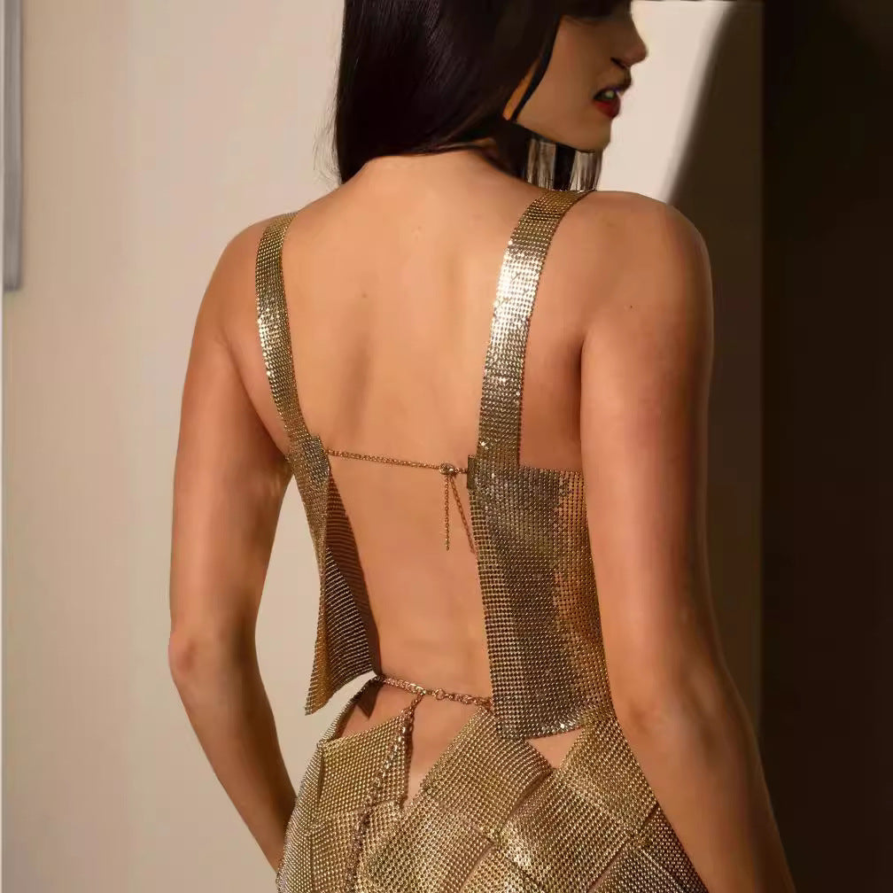 Débardeur métallisé à dégradé élégant 