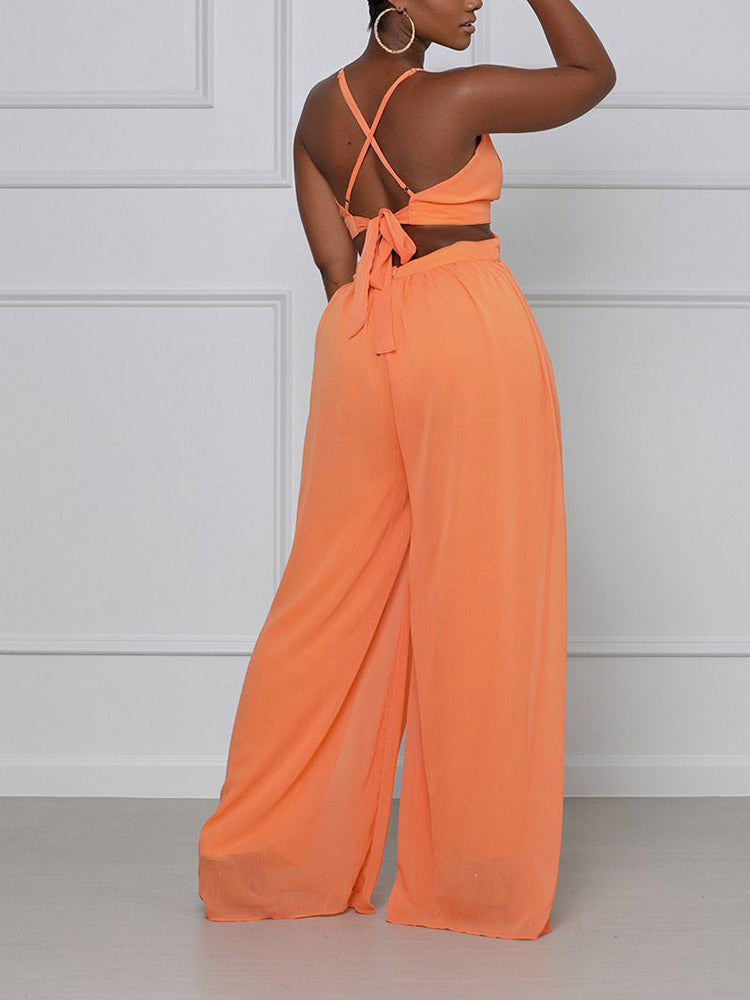 Straps V-Neck Cut Out Jumpsuits