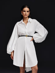 Robe midi à manches bouffantes 