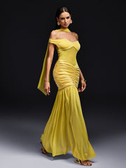 Robe maxi à manches dénudées avec foulard 