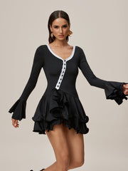 Bell Sleeve Ruffle Mini Dress