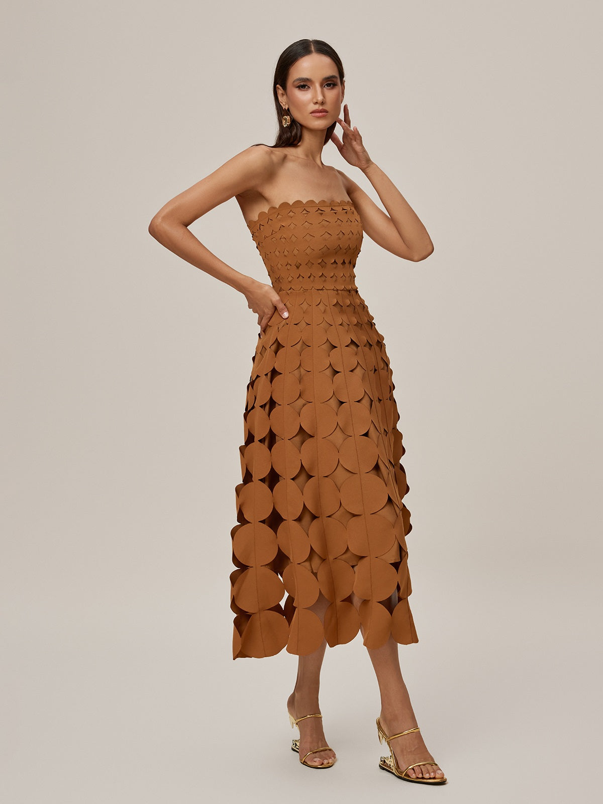 Strapless Cutout Midi Dress