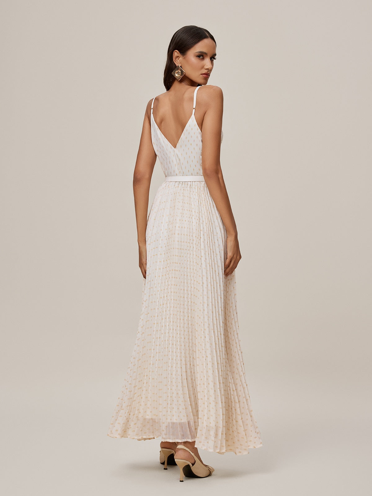 Spaghetti Lace Button Maxi Dress