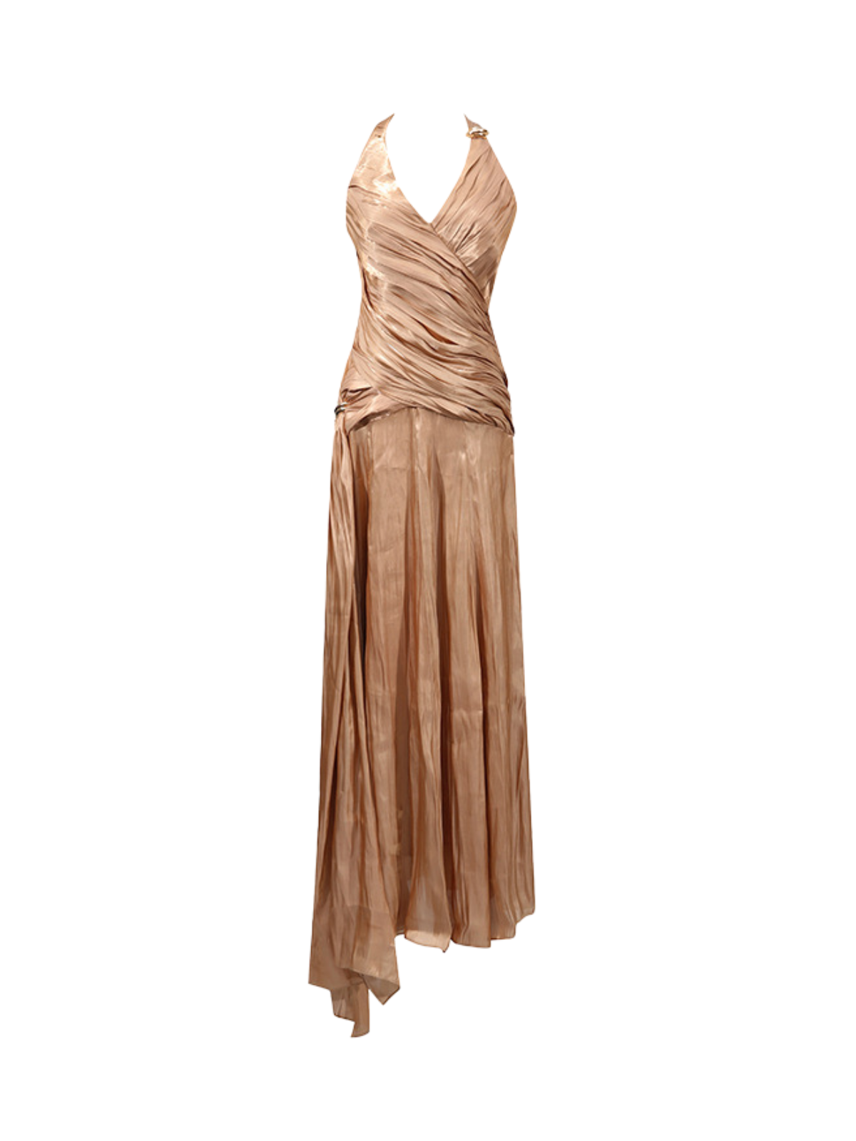 Halterneck Ruched Draped Maxi Dress