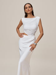 Sleeveless Cutout Ruched Maxi Dress