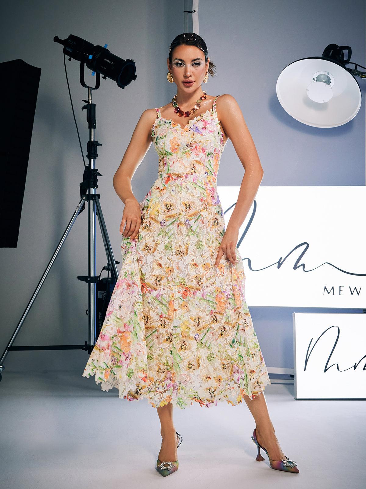 Floral Embroidered Midi Dress