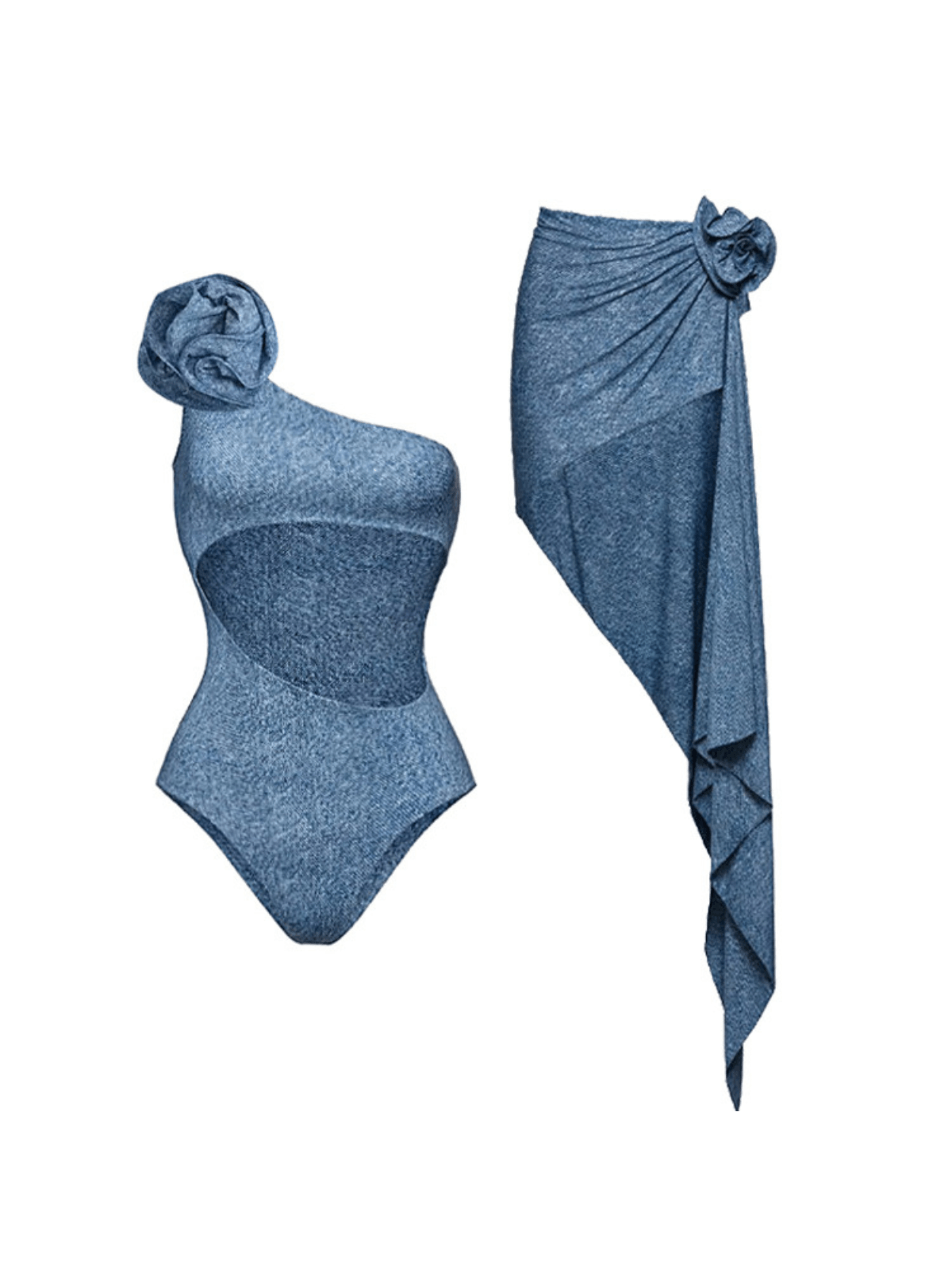 Ensemble de maillot de bain deux pièces en denim fleuri