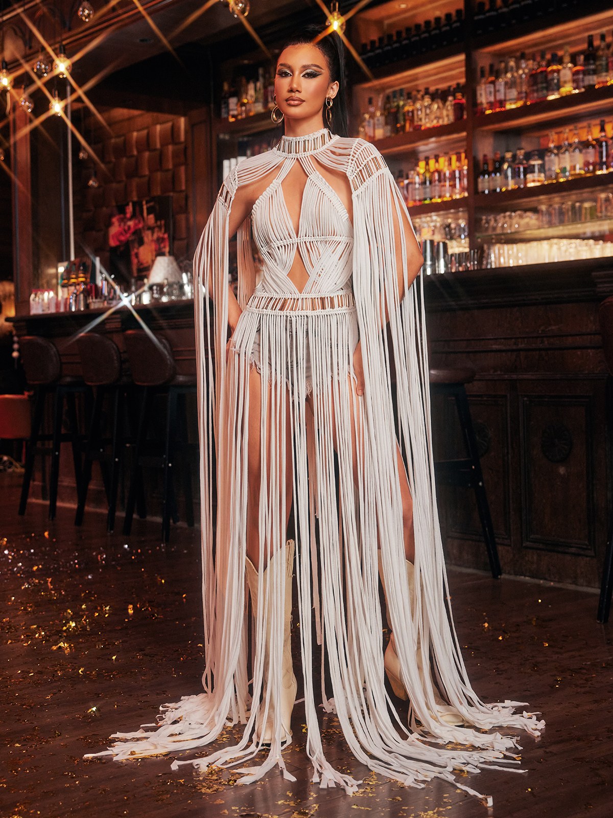 Robe de plage en maille à franges 