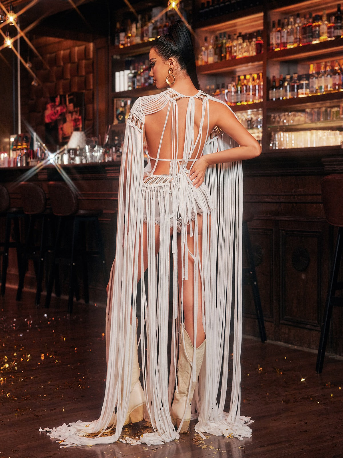 Robe de plage en maille à franges 