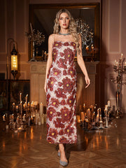 Floral Sequin Midi Dress