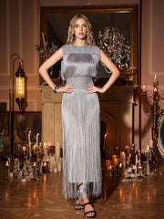 Sleeveless Fringe Maxi Dress