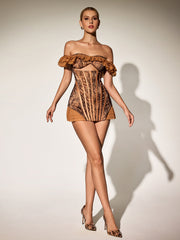 Off Shoulder Lace Cutout Mini Dress