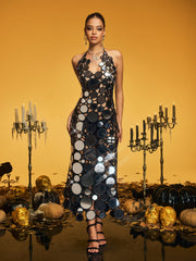 Halterneck Sequin Midi Dress