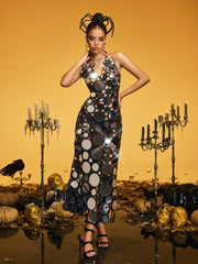 Halterneck Sequin Midi Dress