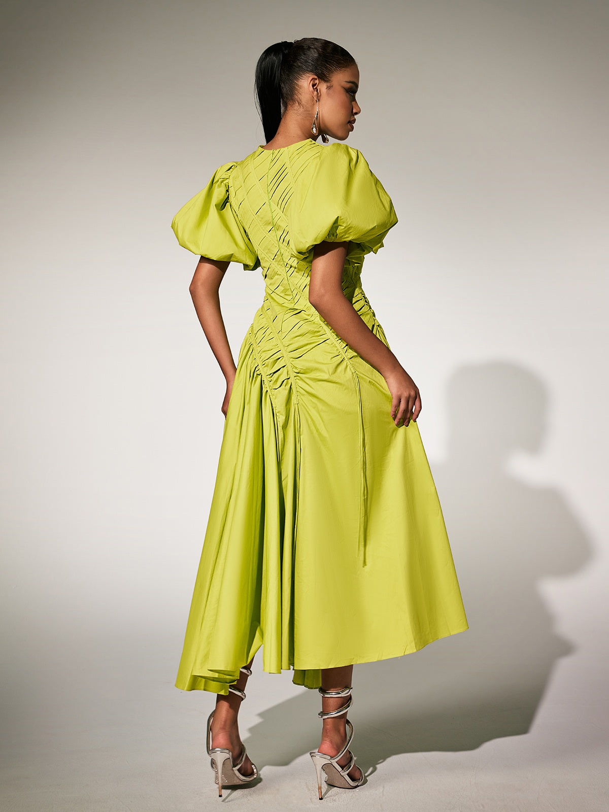 Puff Sleeve Midi Dress