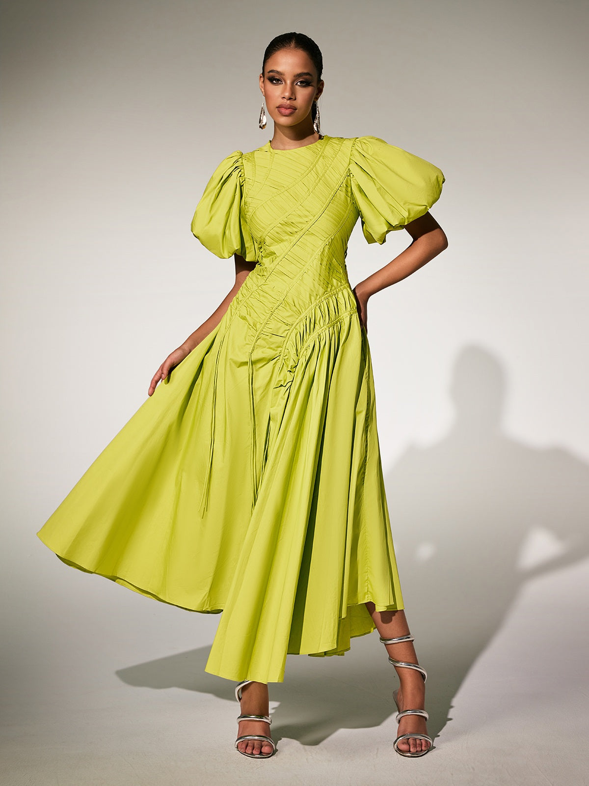 Puff Sleeve Midi Dress