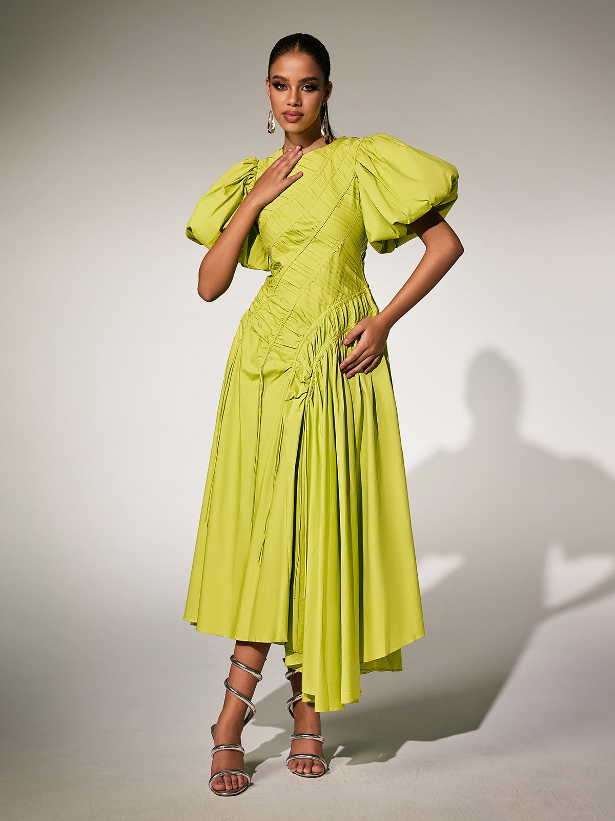 Puff Sleeve Midi Dress