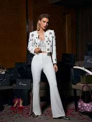 Ensemble blazer orné blanc 