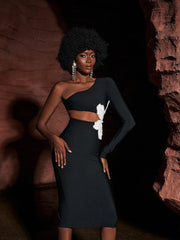 Flower Pearl Cutout Bandage Dress