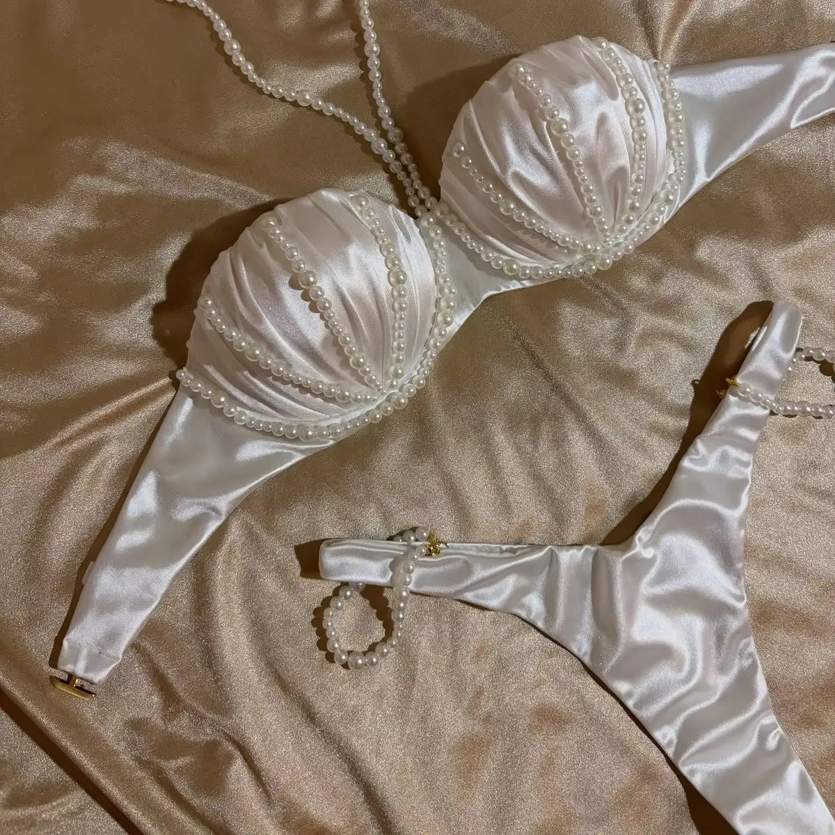 Pearl Bikini Bikini Set High Leg Bathing Suitwear Resort Wear Halter Biquini