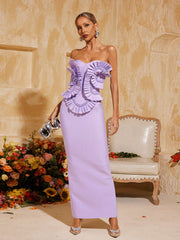 Strapless Ruched Bandage Maxi Dress