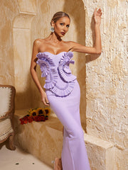 Strapless Ruched Bandage Maxi Dress