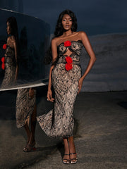 Robe midi en dentelle à fleurs 