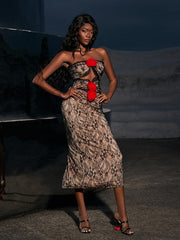 Robe midi en dentelle à fleurs 