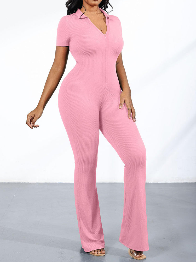 Zip Up Bodycon Jumpsuits