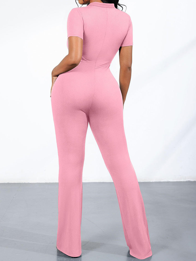 Zip Up Bodycon Jumpsuits