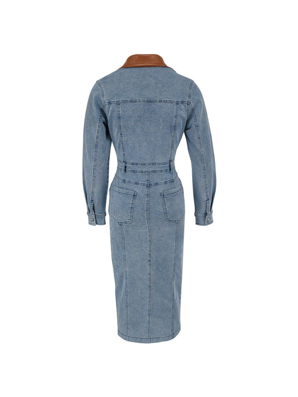 Robe midi fendue à col rabattu 
