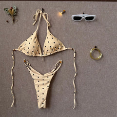Polka Dot Halter Bikini Scrunch Butt Two-pieces Bikini Set