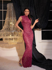 Back Cutout Rhinestone Mesh Dress